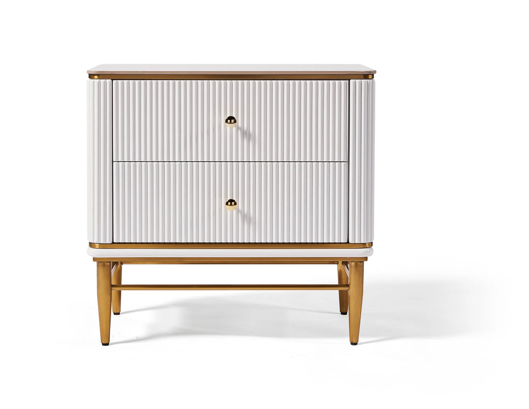 Edena Ribbed Furniture Range - White & Gold