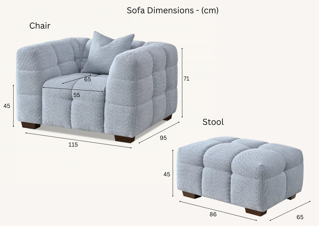 **PROMO** Aluxo Tribeca Sofa Range in Pearl Boucle Fabric