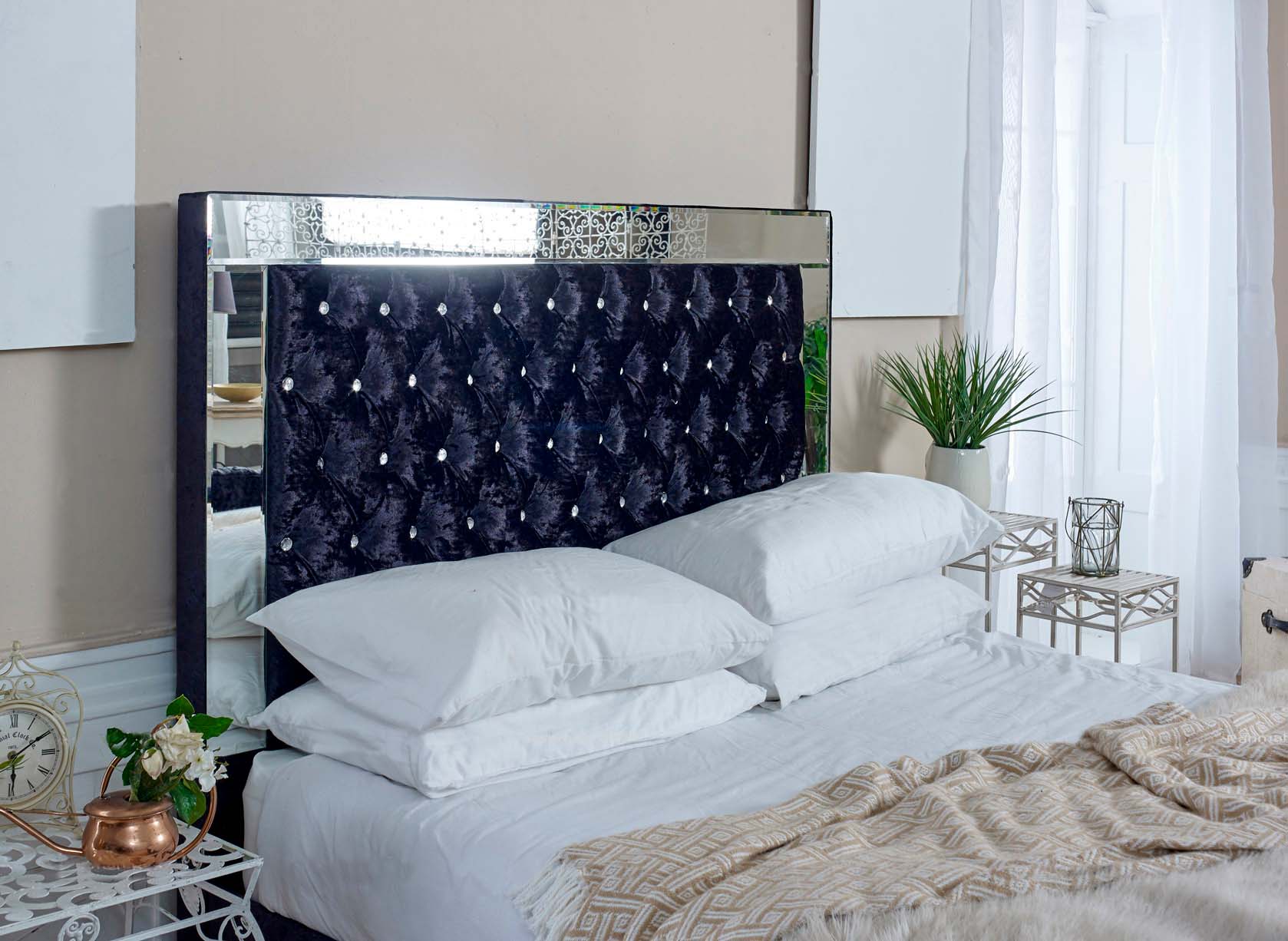 Upholstered Mirrored bed