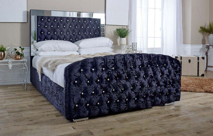 Upholstered Mirrored bed