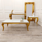 Load image into Gallery viewer, Louis Gold Lamp Table with White Glass Top
