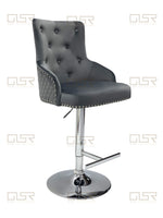 Load image into Gallery viewer, Majestic Grey Fabric Bar Stool
