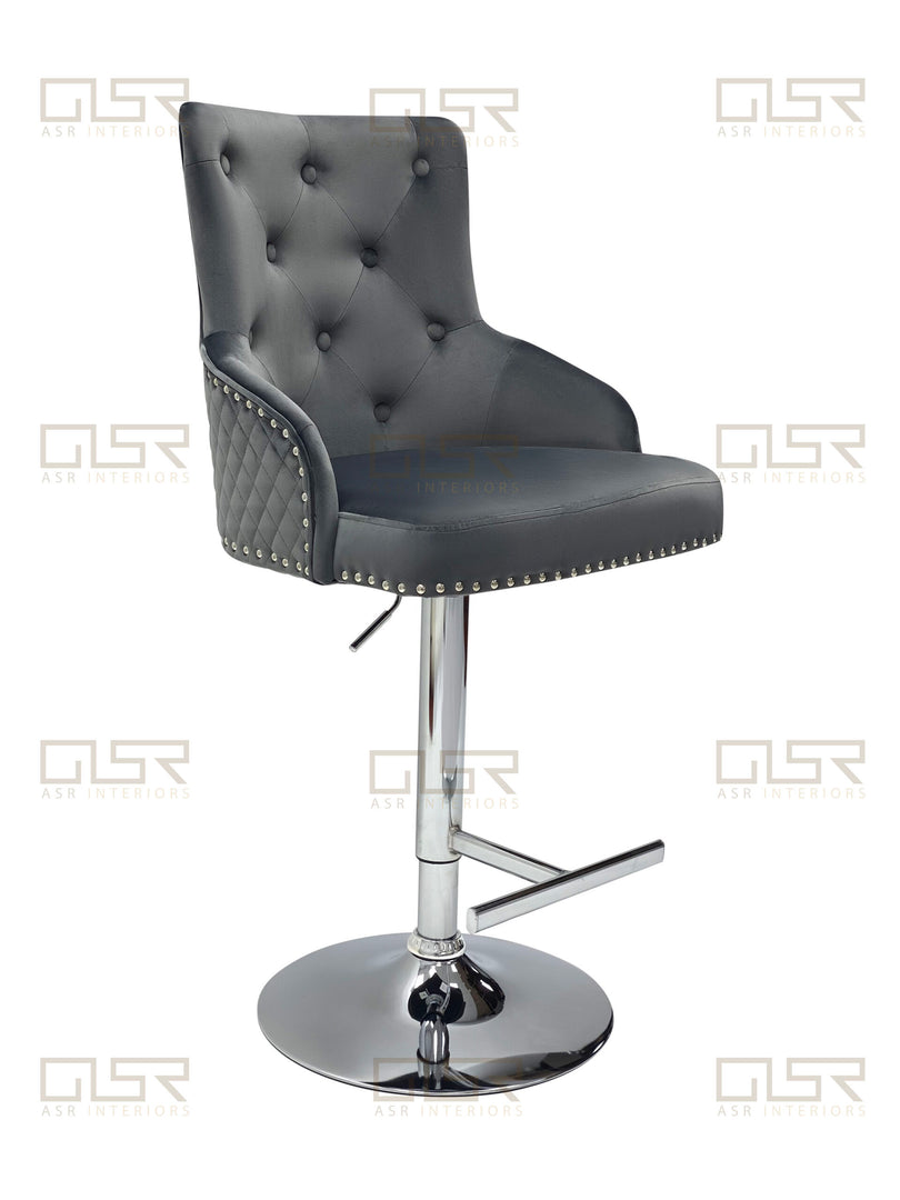 Majestic Grey Fabric Bar Stool