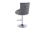 Load image into Gallery viewer, Majestic Round Knocker Grey Fabric Bar Stool
