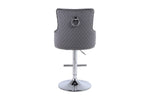 Load image into Gallery viewer, Majestic Round Knocker Grey Fabric Bar Stool
