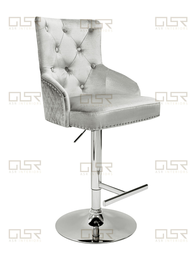 Majestic HQ Silver Fabric Bar Stool