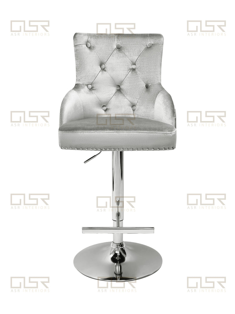 Majestic HQ Silver Fabric Bar Stool