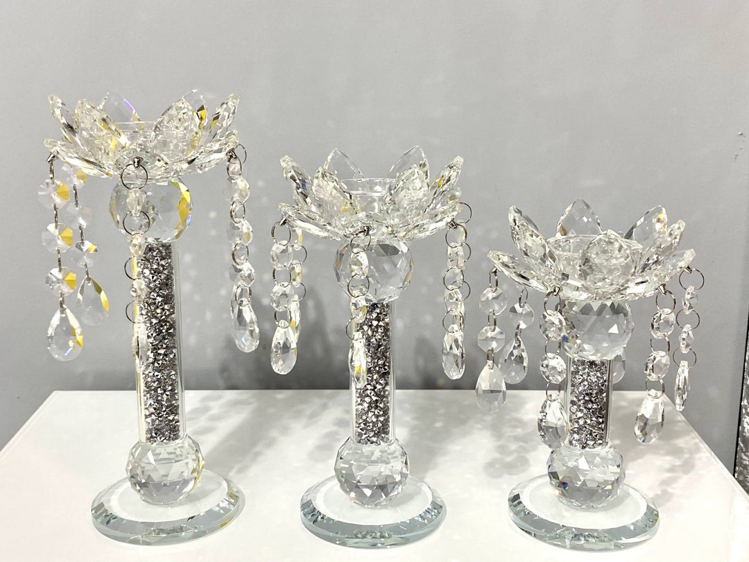 Crystal Flower Candle Holder Medium CRY428