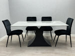 Load image into Gallery viewer, Caroline Grey Ceramic 160cm Fixed Top Table
