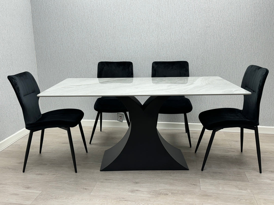 Caroline Grey Ceramic 160cm Fixed Top Table