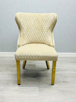 Load image into Gallery viewer, Valentino Mink Gold Velvet Chair
