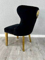 Load image into Gallery viewer, Valentino Black Gold Lion Velvet Chair
