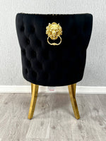 Load image into Gallery viewer, Valentino Black Gold Lion Velvet Chair
