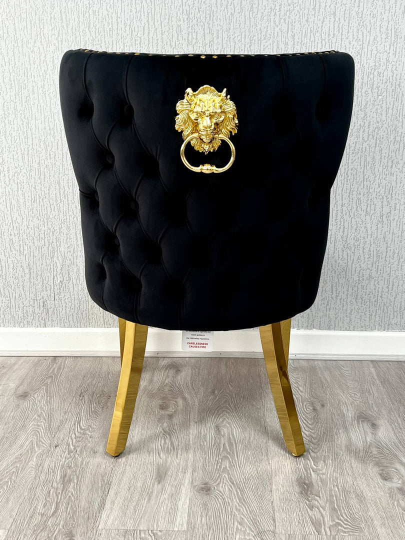 Valentino Black Gold Lion Velvet Chair