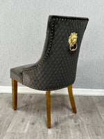 Load image into Gallery viewer, Majestic Grey Gold Lion Knocker Chair
