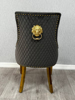 Load image into Gallery viewer, Majestic Grey Gold Lion Knocker Chair
