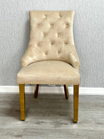 Load image into Gallery viewer, Majestic Mink Gold Lion Knocker Chair
