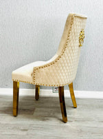 Load image into Gallery viewer, Majestic Mink Gold Lion Knocker Chair
