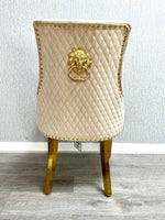 Load image into Gallery viewer, Majestic Mink Gold Lion Knocker Chair
