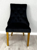 Load image into Gallery viewer, Majestic Black Gold Lion Knocker Chair
