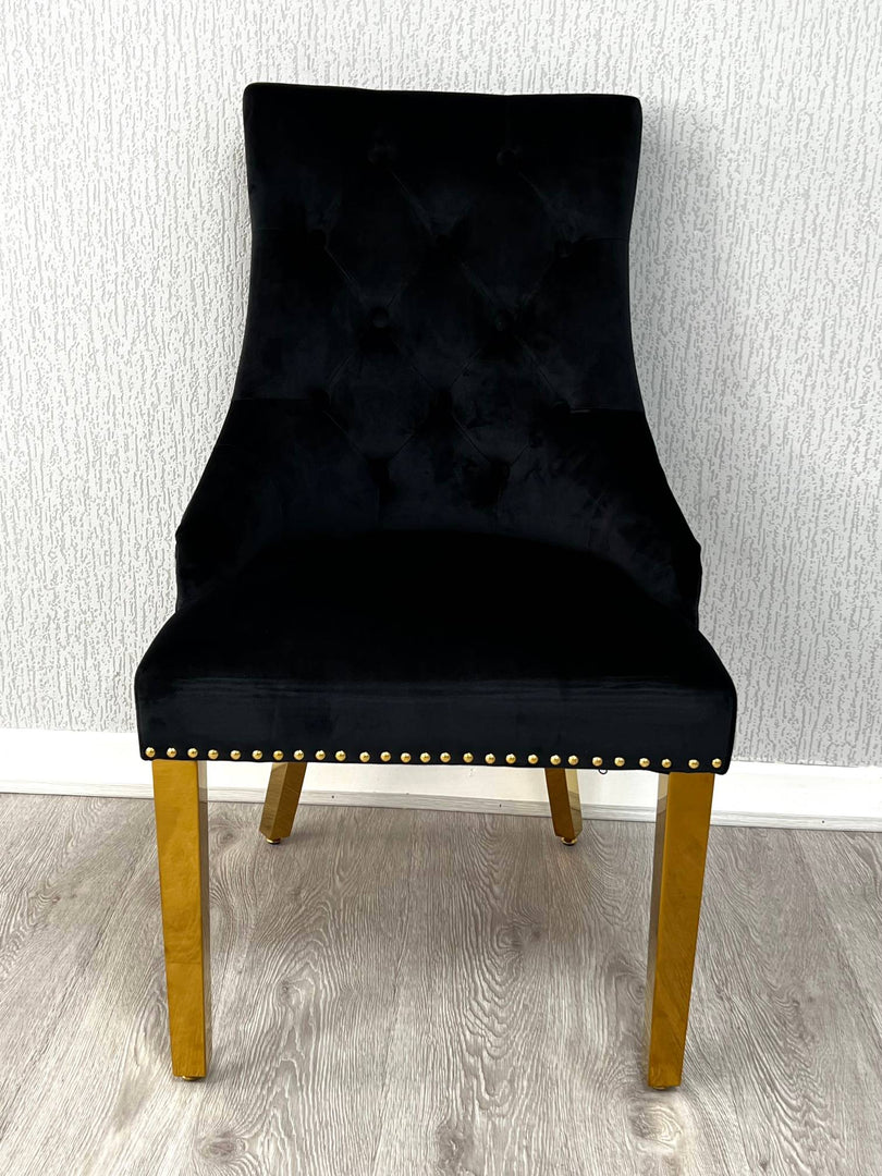 Majestic Black Gold Lion Knocker Chair