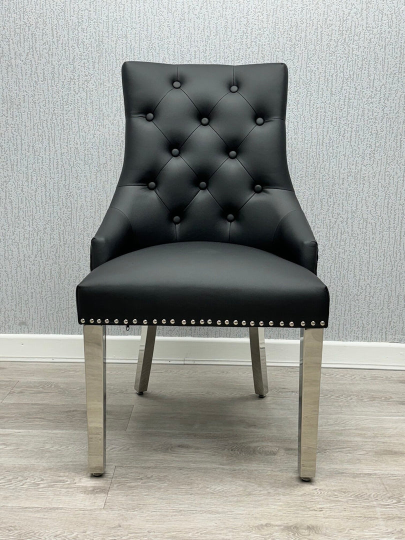 Majestic Midnight Black PU Leather Dining Chair