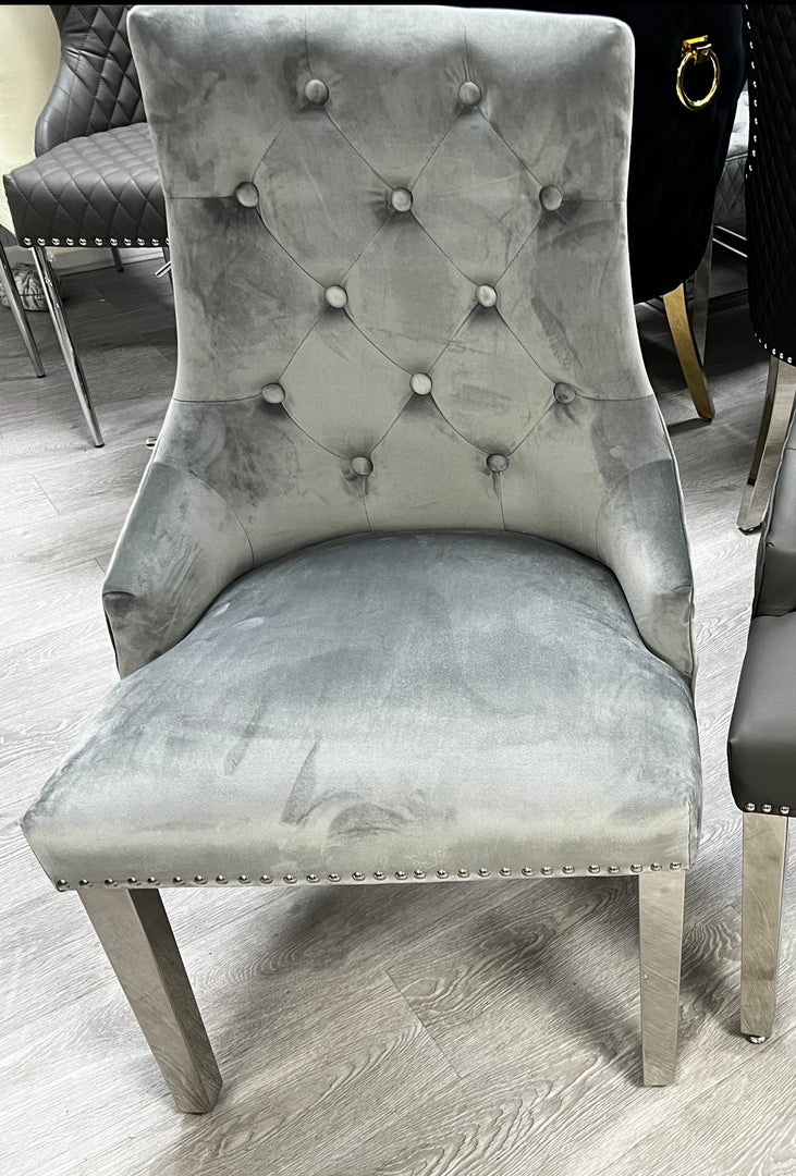 Majestic Light Grey Velvet Dining Chair