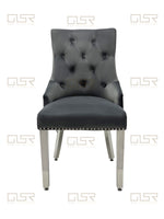 Load image into Gallery viewer, Majestic Dark Grey Velvet Dining Chair
