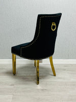 Load image into Gallery viewer, Majestic Black Gold Ring Knocker Chair
