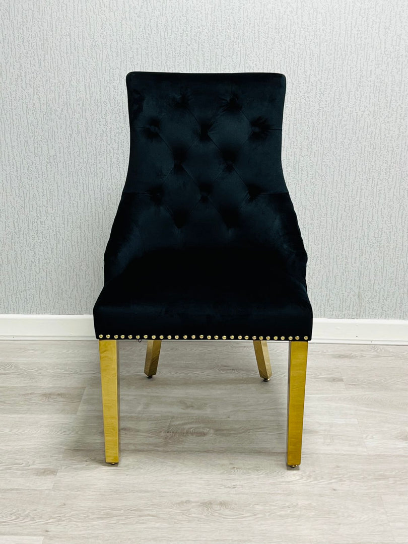 Majestic Black Gold Ring Knocker Chair