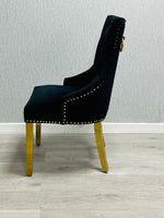 Load image into Gallery viewer, Majestic Black Gold Ring Knocker Chair
