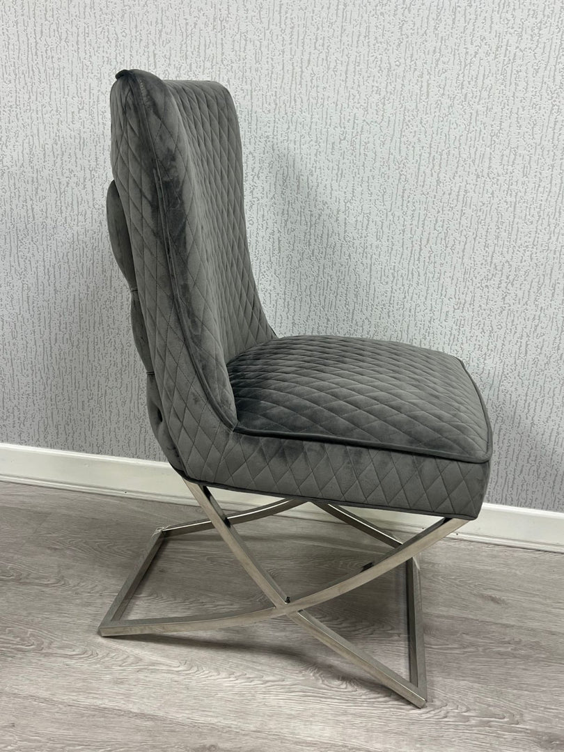 Rome Grey Velvet Dining Chair