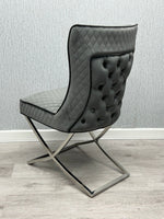 Load image into Gallery viewer, Rome Grey Velvet Dining Chair
