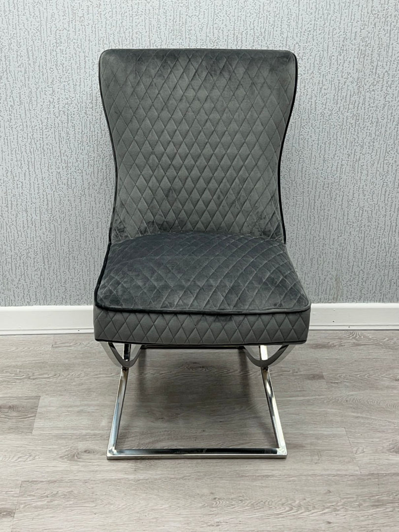 Rome Grey Velvet Dining Chair