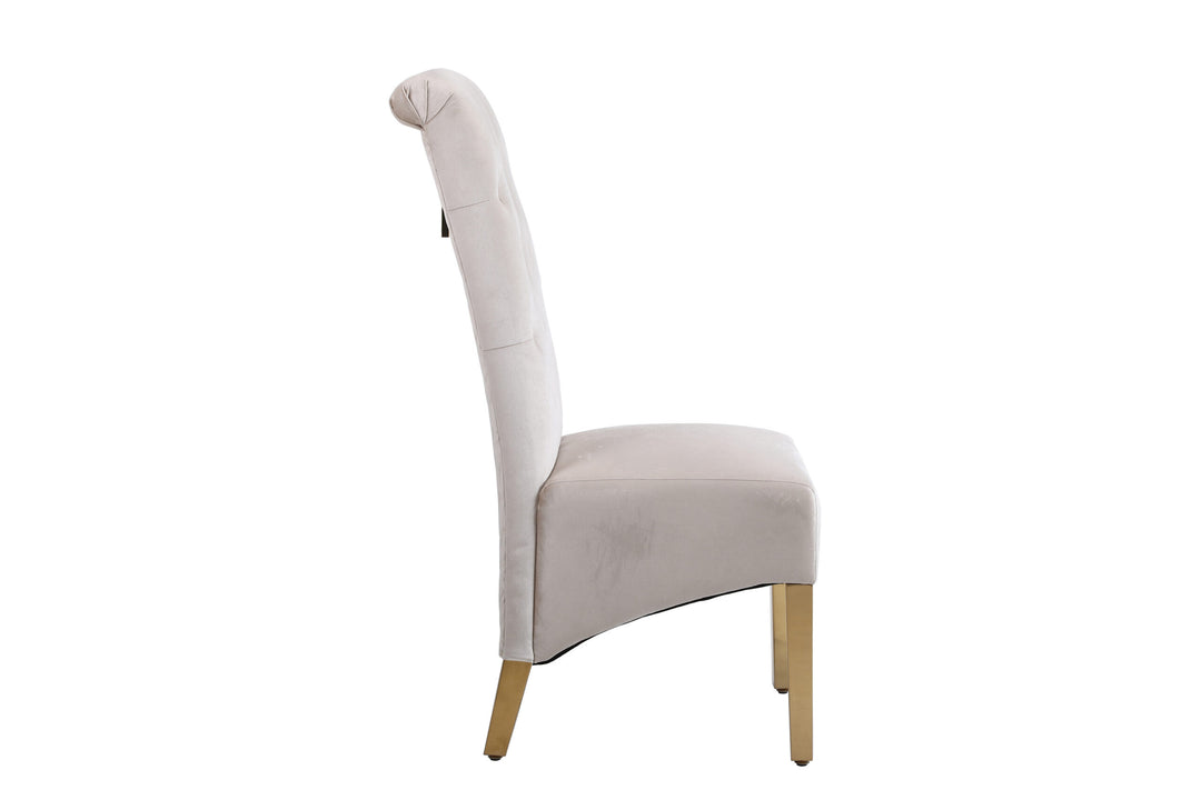 Sofia Cream & Gold Square Knocker Dining Chair