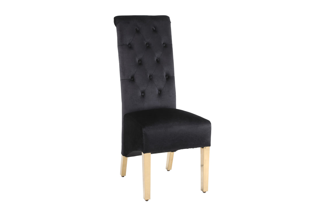 Sofia Black & Gold Square Knocker Dining Chair