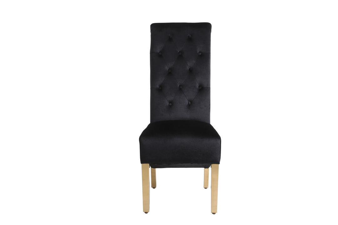 Sofia Black & Gold Square Knocker Dining Chair