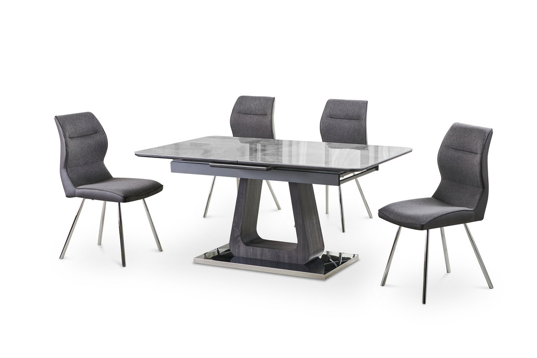 Zermatt 120cm Dining Table (120cm Fixed Top) (Grey Ceramic) with 4 Zermatt Chairs