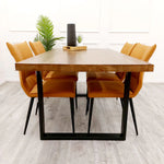 Load image into Gallery viewer, Freya 1.8 Dining Table Solid Dark Pine wood with Matt Black Metal Legs
