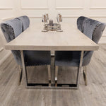 Load image into Gallery viewer, Freya 1.8 Dining Table Solid Light Pine wood with Chrome Metal Legs
