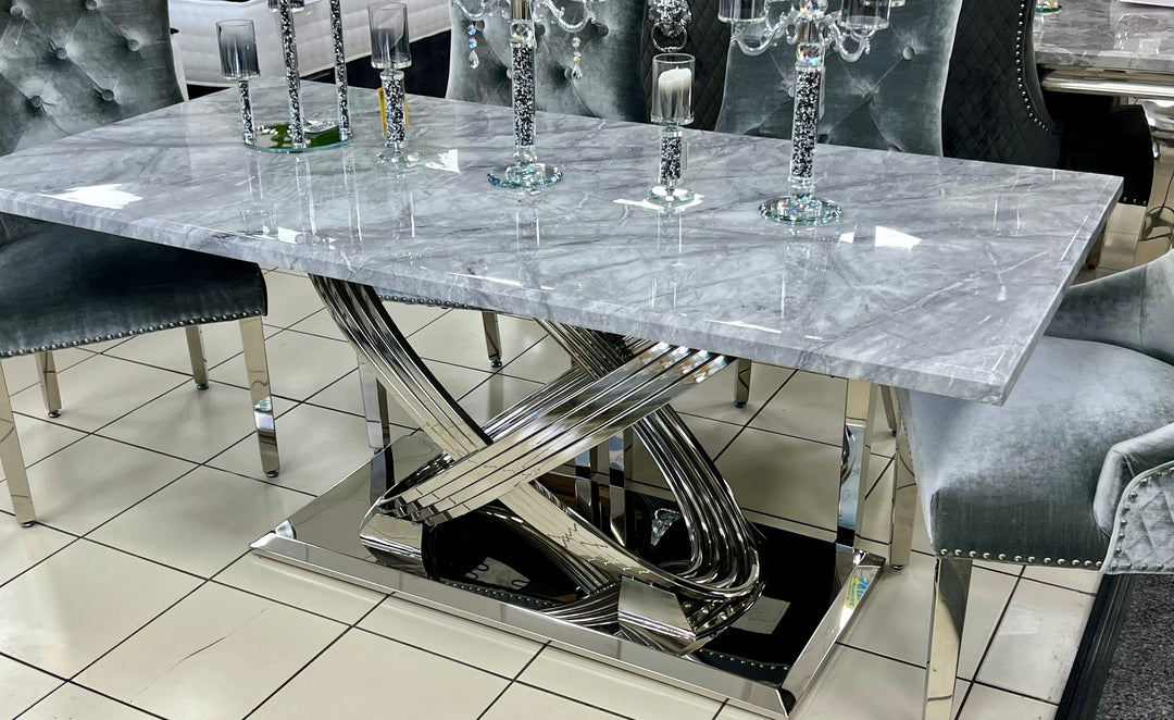 Elina 1.6m Grey Marble Dining Table