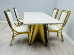 Load image into Gallery viewer, Ravello 180cm Cream &amp; Gold Marble Dining Table
