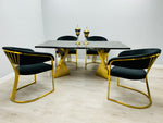 Load image into Gallery viewer, Ravello 180cm Black &amp; Gold Marble Dining Table
