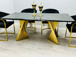 Load image into Gallery viewer, Ravello 180cm Black &amp; Gold Marble Dining Table
