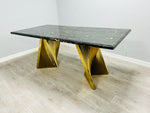 Load image into Gallery viewer, Ravello 180cm Black &amp; Gold Marble Dining Table
