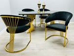 Load image into Gallery viewer, Ravello 180cm Black &amp; Gold Marble Dining Table
