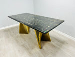 Load image into Gallery viewer, Ravello 180cm Black &amp; Gold Marble Dining Table
