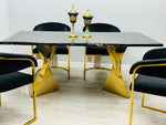 Load image into Gallery viewer, Ravello 180cm Black &amp; Gold Marble Dining Table
