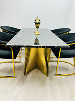 Load image into Gallery viewer, Ravello 180cm Black &amp; Gold Marble Dining Table
