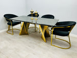 Load image into Gallery viewer, Ravello 180cm Black &amp; Gold Marble Dining Table
